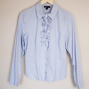 AB Studio Striped Ruffle Shirt